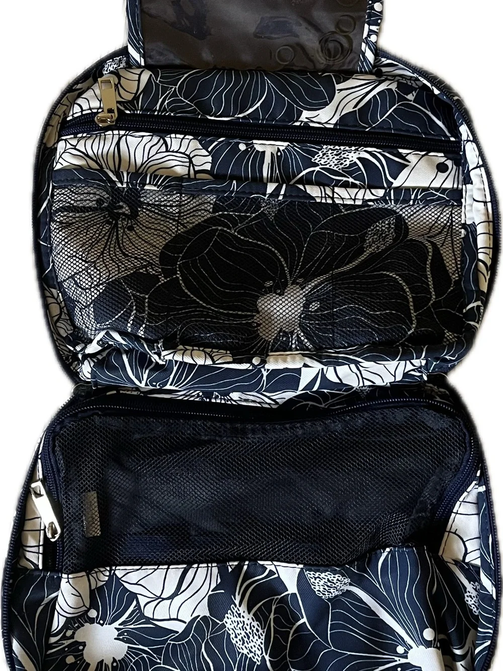 Navy and White Floral Cosmetic Pouch - Women Bags